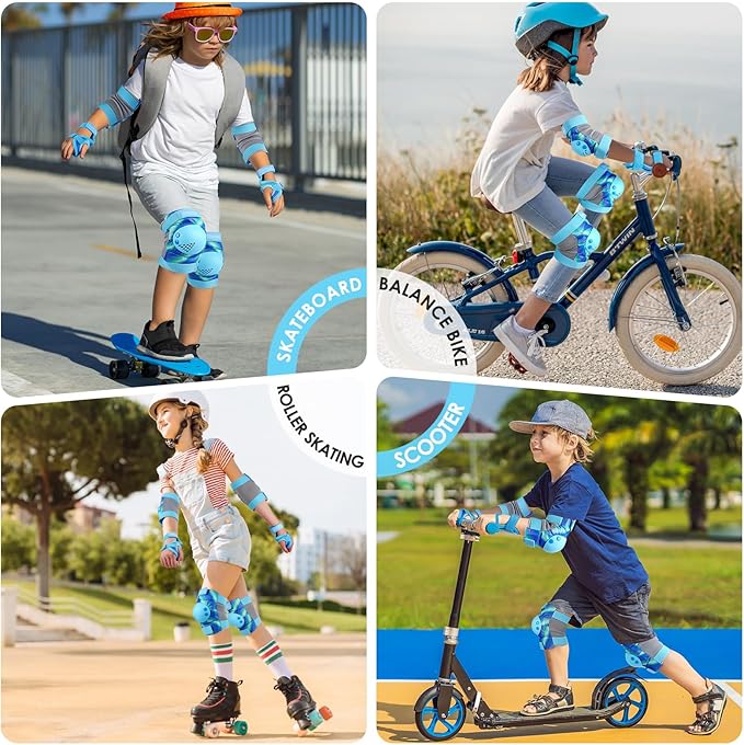 BOSONER Kids/Youth Knee Pad Elbow Pads for Roller Skates Cycling BMX Bike Skateboard Inline Rollerblading, Skating Skatings Scooter Riding Sports