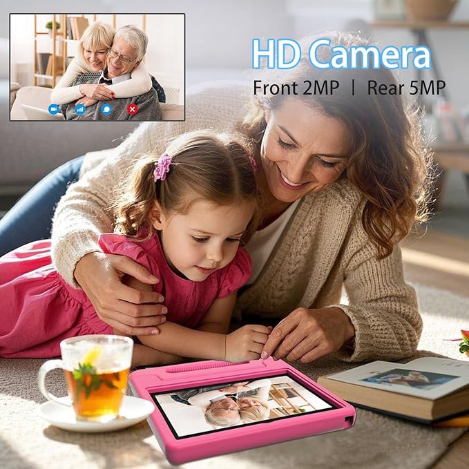 Tablet for Kids, 10 Inch Kids Tablet Android, 64GB, Octa-Core, WiFi 6, Big Battery, Google Kids Space, Parental Control 1280 * 800 HD Display Pink