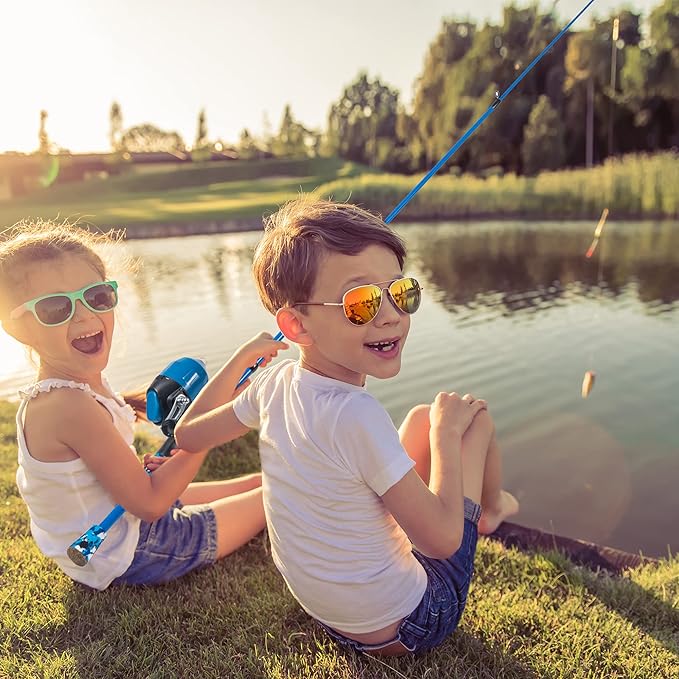 Kids Fishing Pole Kit Set,Portable Telescopic Fishing Rod and Reel Combo Full Kits for Boys, Girls, Beginner, Youth