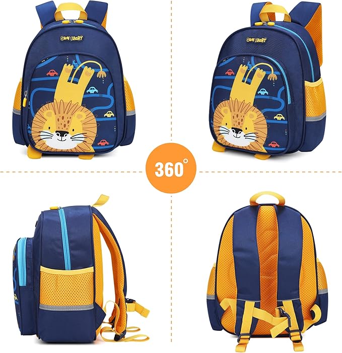 Cute Lion Toddler Backpack for Girls & Boys Mini Animal Cartoon Travel Bag for Babies 1-5 Years Durable & Lightweight Baby Backpack (Lion Design)