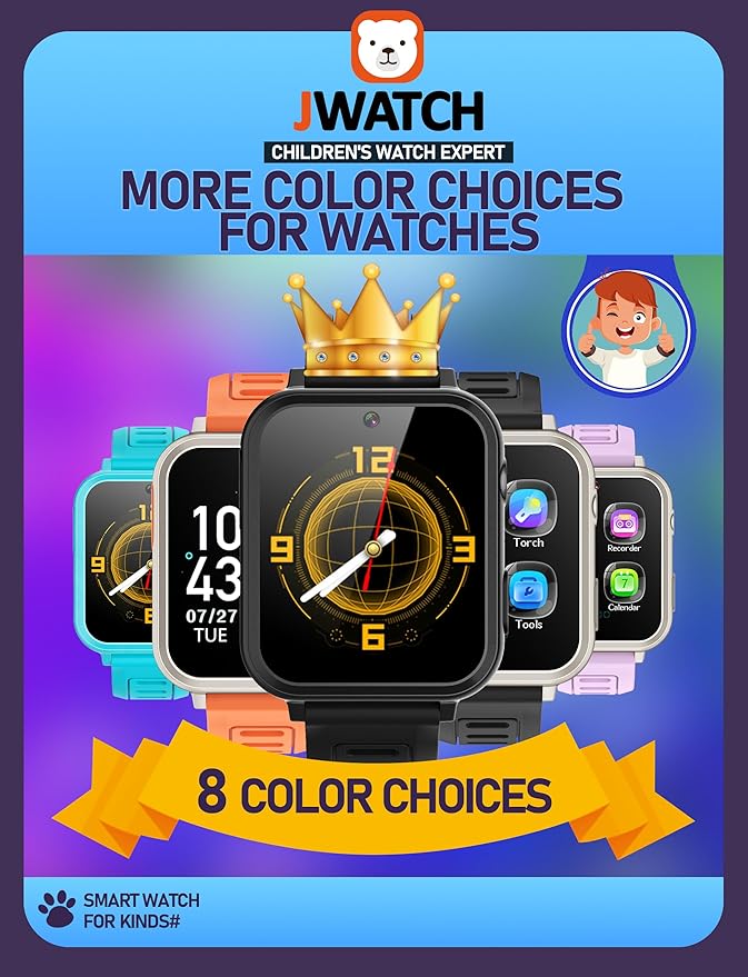 Kids Smart Watch for Boys Girls 6-12 with Pedometer Audio Book Camera Music Player Birthday (Black)…