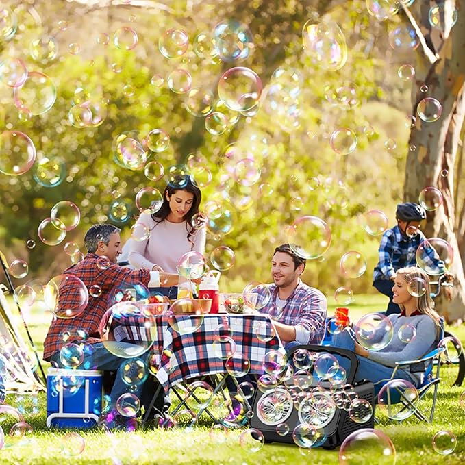 Bubble Machine Portable Bubble Machine for Kids with 2 Fans,Plug in or Battery Operated Bubble Blower,20000+ Bubbles Per Minute Bubbles for Outdoor Wedding Birthday Halloween