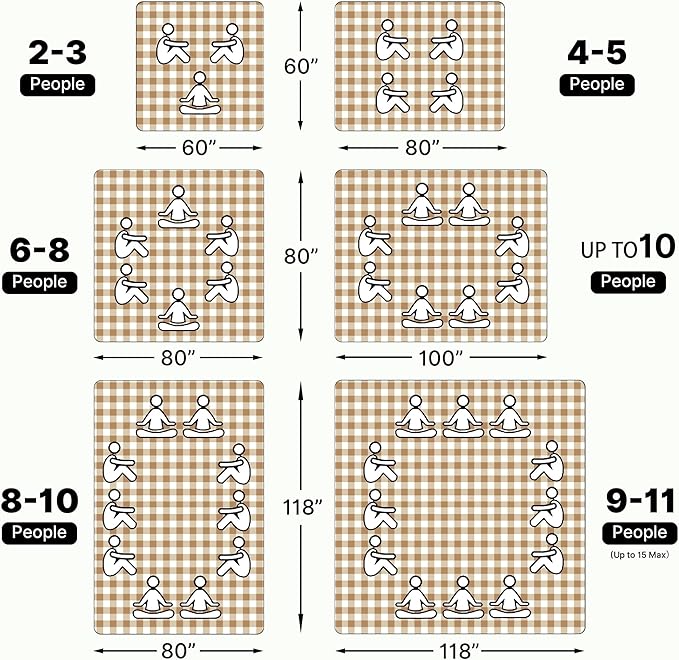 TigeJoy Extra Large Picnic Blanket Waterproof Foldable 80''x100'', Outdoor Picnic Mat Beach Blanket Sandproof for Park, Grass, Travel, Hiking, Camping Essentials, Gingham Picnic Blanket