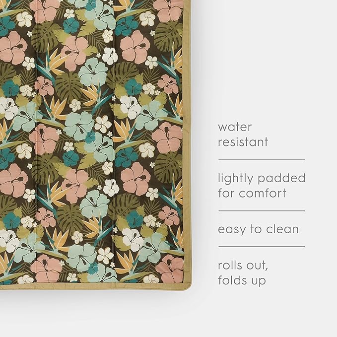 Little Unicorn 5'x10' XL Outdoor Family Picnic & Beach Blanket | Durable & Water-Resistant Fabric | Compact Fold & Easily Wipes Clean | Zipper Pocket (Hibiscus)