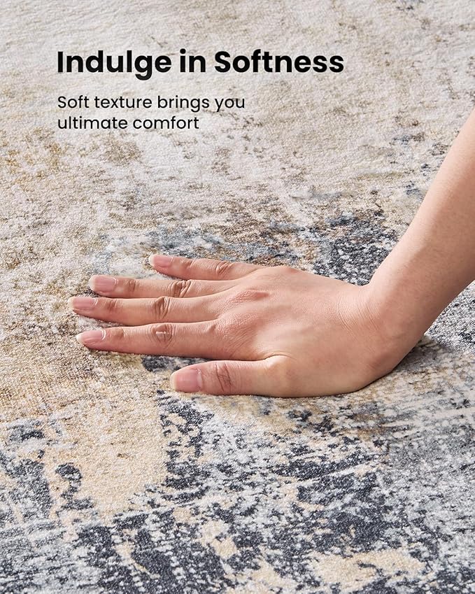 AMADA HOMEFURNISHING Washable Entry Rug, 2x3 Modern Abstract Rug with Short Pile and Non-Slip Backing, Small Rug with Abstract Pattern for Entryway, Kitchen and Living Room, Brown