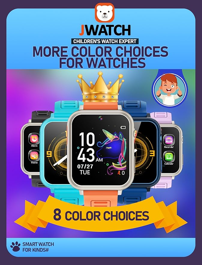 Kids Smart Watch for Boys Girls 6-12 with Pedometer Audio Book Camera Music Player Present Birthday Christmas (Silver Frame Orange)…