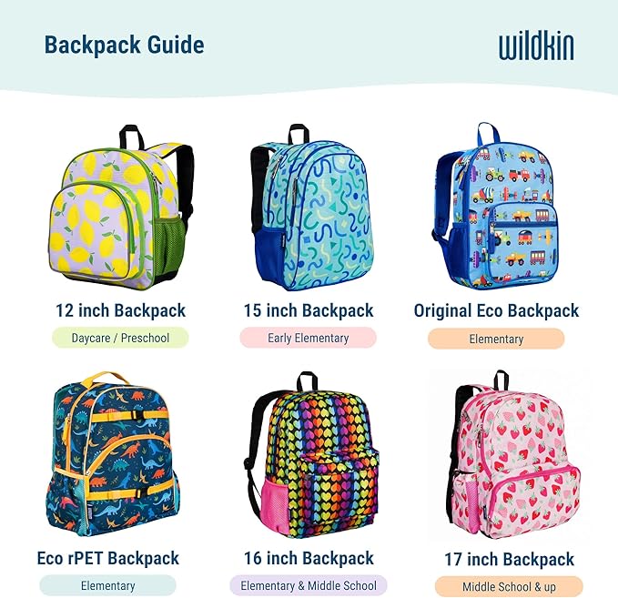 Wildkin ECO rPET 15-inch Kids Backpack – Sustainable, Padded, Adjustable – Sharks