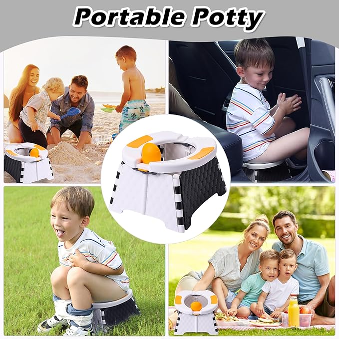 Portable Potty for Toddler Travel, Kids Travel Potty Training Chair with Travel Bag, Baby Potty Training Toilet for Outdoor and Indoor Easy to Clean (White) by Yszawmx, Includes 30 Replacement Bags
