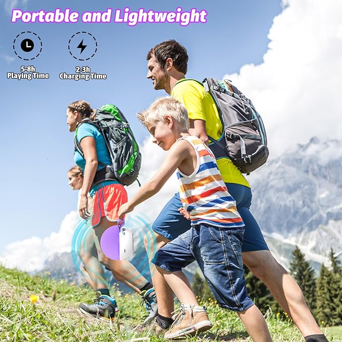 goopow Mini Karaoke Machine Speaker for Kids Adults, Portable Bluetooth Microphone Song Toys with LED Light, Best Chritmas Birthday Festival Gift for 3 4 5 6 7 8+ Year Old Girls Boys (Purple-2MIC)