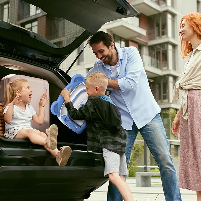 MoreFeel Collapsible Baby Bathtub for Newborn with Thermometer & 1 Hooded Towel & 1 Soft Floating Cushion,Portable Travel Bathtub with Drain Hole, Durable Foldable Baby Tubs for Infants to Toddler