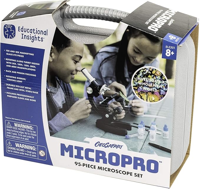 Educational Insights GeoSafari MicroPro 95-Piece Microscope Set, Prepared Slides, Instruction and Activity Guide, Ages 8 and up
