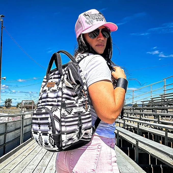 Wrangler Diaper Bag Backpack Aztec Travel Backpack Purses Western Multi-Function Baby Bags for Mom with Waterproof Insulated Pockets