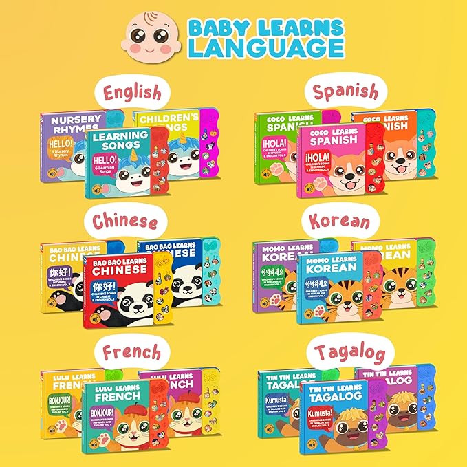 New! Learn Korean for Kids, Momo Learns Korean Vol. 2, Bilingual Korean Baby Book for Kids, Babies & Toddlers 1-3, Kids Board Book w/ Hangul, First Words & Songs, Language Toy for Preschoolers 0-3