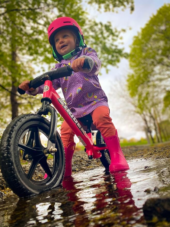 Strider 12” Sport Bike - No Pedal Balance Bicycle for Kids 1 to 4 Years - Includes Safety Pad, Padded Seat, Mini Grips & Flat-Free Tires - Tool-Free Assembly & Adjustments