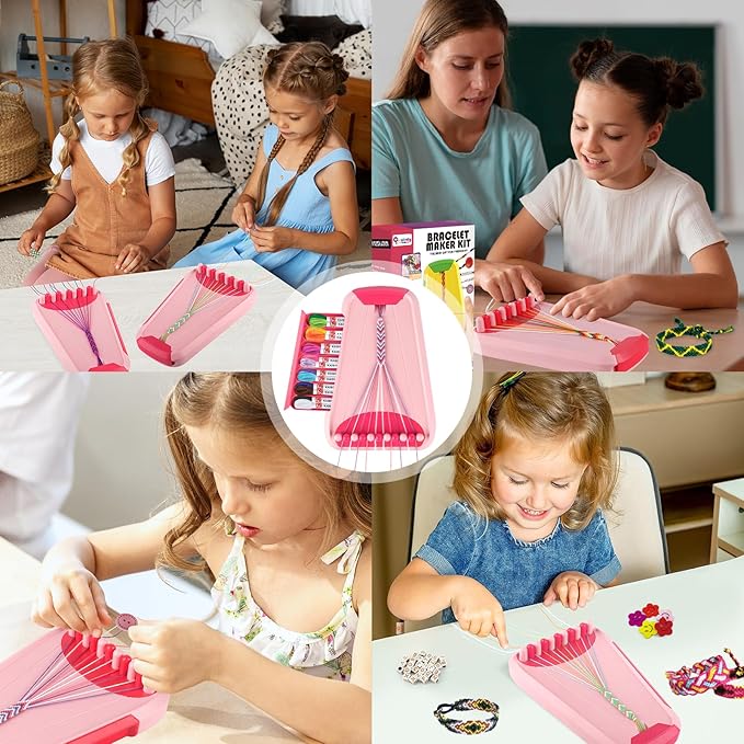 Friendship Bracelet Making Kit for Girls, Arts and Crafts Bracelets String Maker Kit for Kids Ages 8-12 Christmas Birthday Gifts