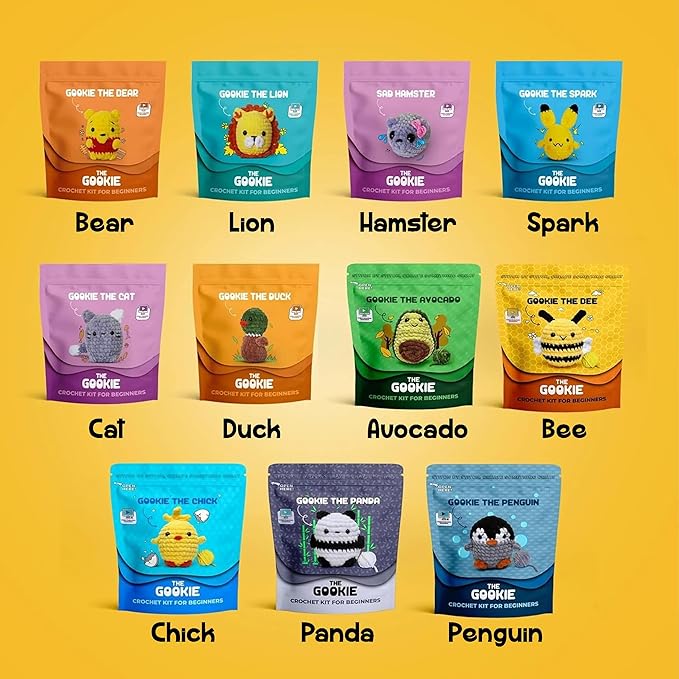 The Gookie Amigurumi Crochet Kit for Beginners – DIY Crochet Kit with Yarn, Hook, Eyes & Stuffing – Easy Starter Set with Video Tutorials – Cute Plush Toy Craft Gift for Kids, Teens & Adults (Hamster)