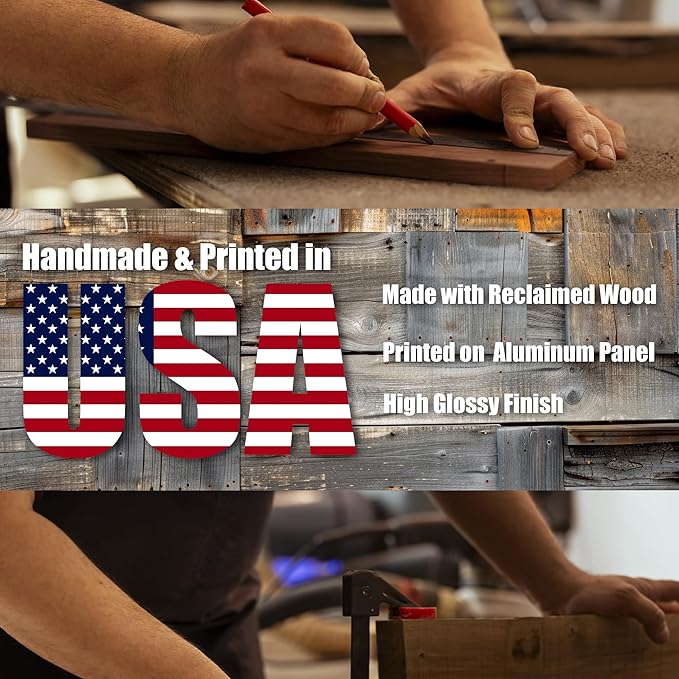 MUNDAZE Custom Portrait Metal Print on Reclaimed Wood Pallet Frame – Personalized Family Photo Gift – Glossy Aluminum Wall Art Keepsake – Made and Shipped in USA (14 x 10)