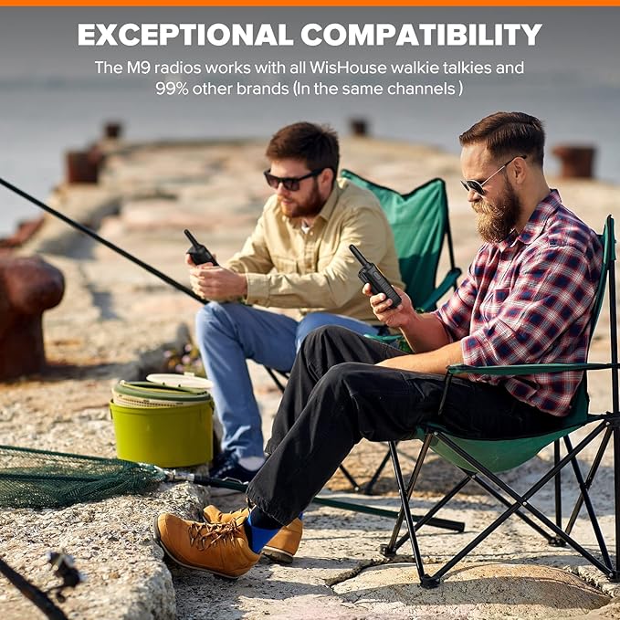 Wishouse Walkie Talkies for Kids Adults - Long Range Rechargeable 2 Way Radios,Gift,Hiking Accessories Camping Gear with Lamp,SOS Siren,NOAA Weather Alert,VOX,Easy to Use 6 Pack