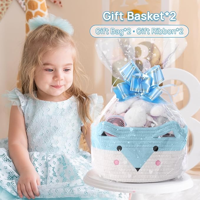 Large Baby Basket Toy Storage 3 Pack, (20"x13.8") Woven Baby Laundry Basket Blanket Basket, Stuffed Animal Storage, Baby Gift Basket Empty, Toy Basket for Kids, Dog, Cat.