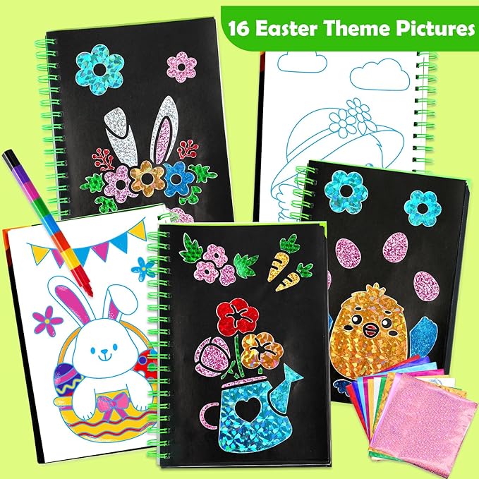 FUNNYB&G Foil Art Craft Activity for Kids - Gift for Girls Boys Crafts for Kids Fun Art Supplies DIY Creative Travel Toy, Birthday Gift Party Favor Toys for Girls Boys 4 5 6 7 8 9 Years Old(Easter)