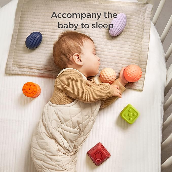 TUMAMA Baby Sensory Ball Set,Soft Textured Squeeze Balls Montessori Toys Easter Egg for Babies Toddlers 3-12 Months