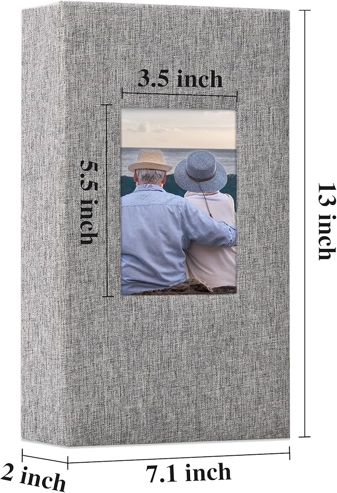Vienrose Photo Album 4x6 with 300 Pockets Fabric Linen Cover Photo Book Slip-in Picture Albums for Baby Wedding Family Grey