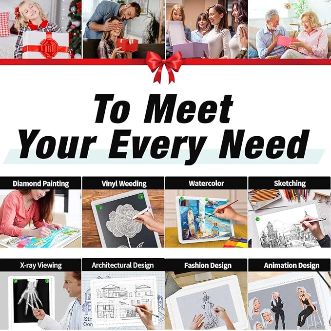 Zocelight Rechargeable A3 Tracing Light Box with Padded Case,Diamond Art Light Board with 4 Magnets,Wireless Light Pad for Diamond Painting,Ultra Bright Light Table for Drawing, Sketching(White)