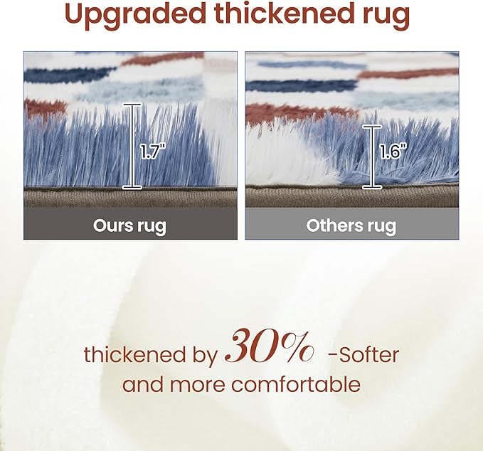 Super Soft Rug for Bedroom, 4x6 Ft Rainbow Area Rug Classic Checkered Shaggy Rug Anti-Skid High Pile Soft Fluffy Fuzzy Carpet for Living Room Bedroom Kids Room Nursery, Dorm Home Decor