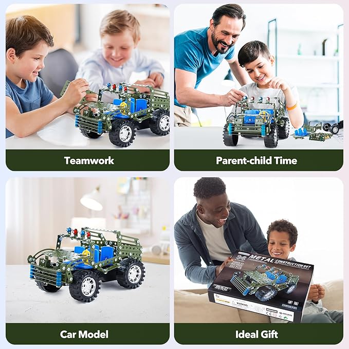 Stem Toys for Boys Age 8-12 - Off-Road Metal Model Car Kits, 283pcs Stem Building Toys Kits, Army Toy for 8-10,STEM Projects for Kids 10-12, 12-14 Engineering Gifts for Ages 14 and Up Adults