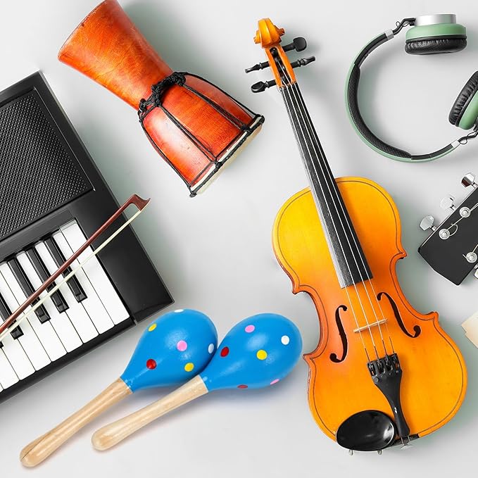 2 Pcs Maracas, Hand Percussion Rattles for Kids, Wooden Rumba Shaker Hand Musical Instruments with Clear Rhythm for Kids Adults Playing (Blue)