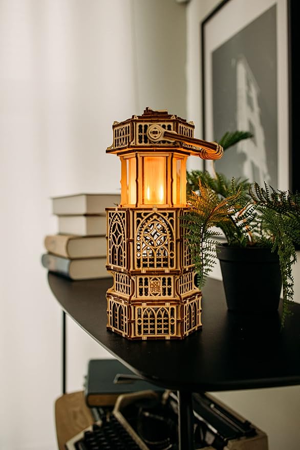 Wood Trick Antique Lantern Luminous LED 3D Wooden Puzzles for Adults and Kids to Build - 2-Mode Lighting - Engineering DIY Project Mechanical 3D Puzzle Model Kits for Adults