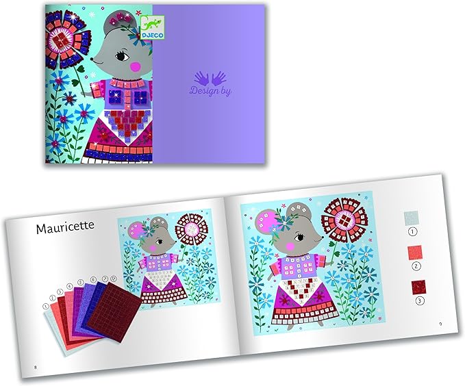 DJECO Lovely Pets Sticker Mosaic Craft Kit - Create Your Own Sparkling Pets for School or Gifts - Fun & Creative for Family & Friends, Boys & Girls, Educational Mosaic Art Craft Kit for Kids 5+