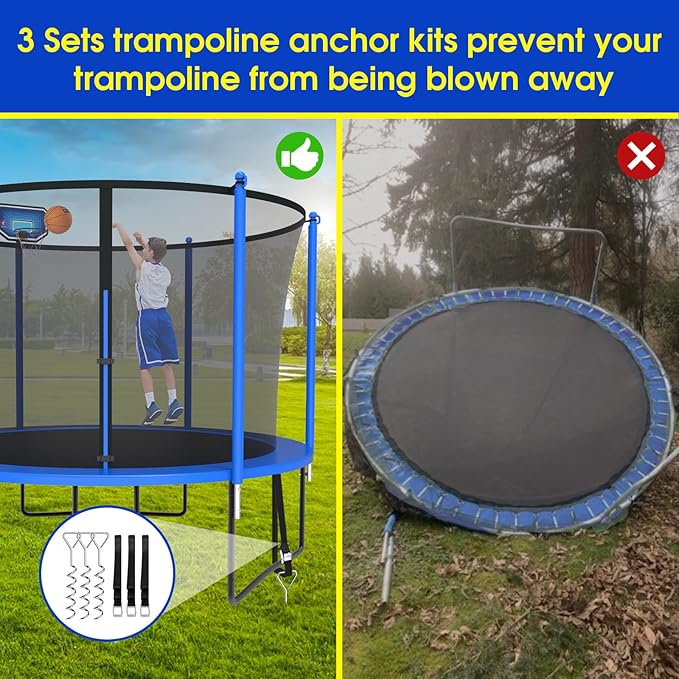SKYUP Tranpoline 1500LBS 16 15 14 12 10 8 FT Tranpoline for 7-10 Kids and Adults, Windproof Outdoor Tranpoline with Enclosure Net, Basketball Hoop, Easy to Install & Last Long - ASTM Approved