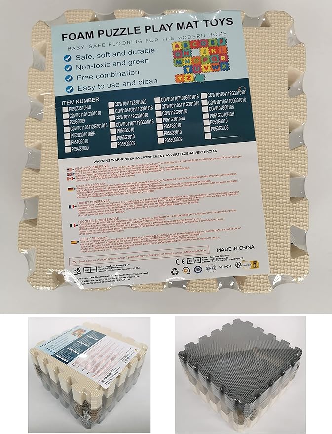 MQIAOHAM® 18 Pieces Puzzle Play Mats, Soft Baby Play Mat, Kids Interlocking Foam Floor Tiles, Toddlers Carpet Playmats G301018-107109112