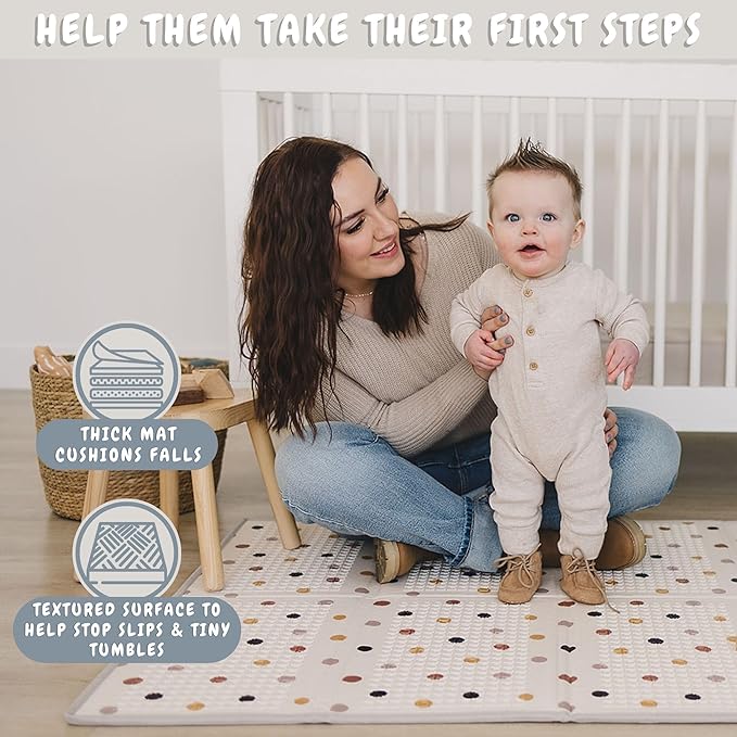 Bubba Bear Baby Play Mat, Thick Foam Stars Design, Foldable Waterproof Mat for Crawling, Padded (47 x 35 Inches)