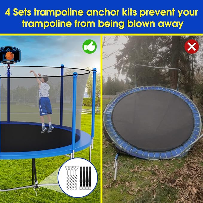 SKYUP Tranpoline 1500LBS 16 15 14 12 10 8 FT Tranpoline for 7-10 Kids and Adults, Windproof Outdoor Tranpoline with Enclosure Net, Basketball Hoop, Easy to Install & Last Long - ASTM Approved