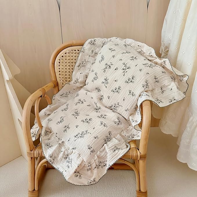 BuLuTu Cute Floral Toddler Pillowcase Cotton Muslin Kids Pillow Case with Enveloped Closure Soft Breathable Standard Size Pillowcase for Sleeping, 1 Piece, Hyacinth Pattern, 20"x26"