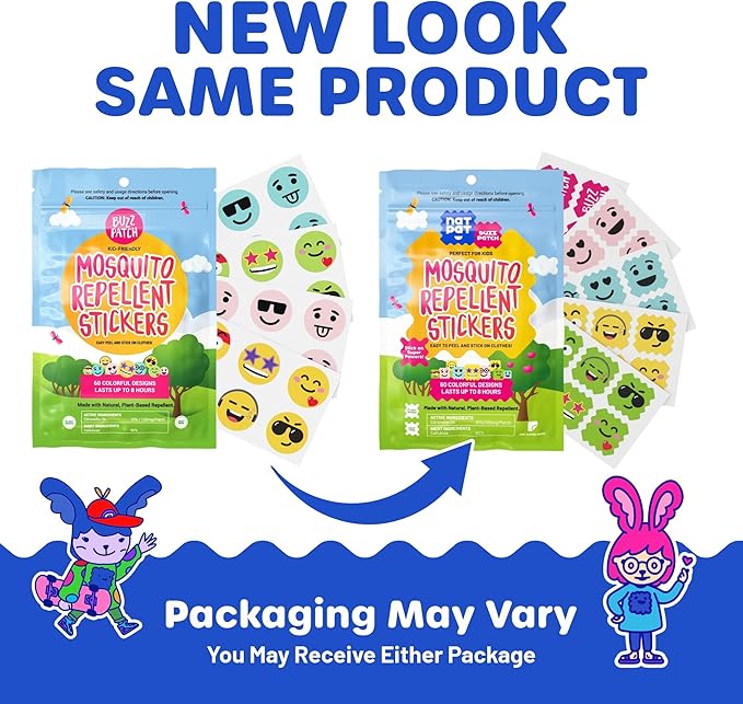 BuzzPatch Mosquito Patch Stickers for Kids (60 Pack) - All Natural, Plant Based Ingredients, Non-Toxic, DEET Free, Citronella Essential Oil Insect Patches, for Toddlers, Babies, Children (2)