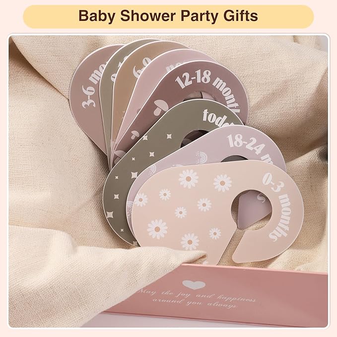 WSICSE Baby Closet Divider, Double-Sided Baby Clothes Organizer Nursery Decor Closet Dividers for baby Clothes 8 Designs from Newborn to 24 Month