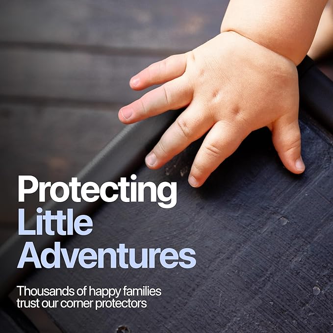 Baby Proof Corners & 15ft Edges with Furniture Corner & Edge Safety Bumpers, Impact-Absorbent Bumper & 4 Foam Corner Protectors, Cushy, Thick, Odorless Table Edge Protectors for Baby, Child | Black