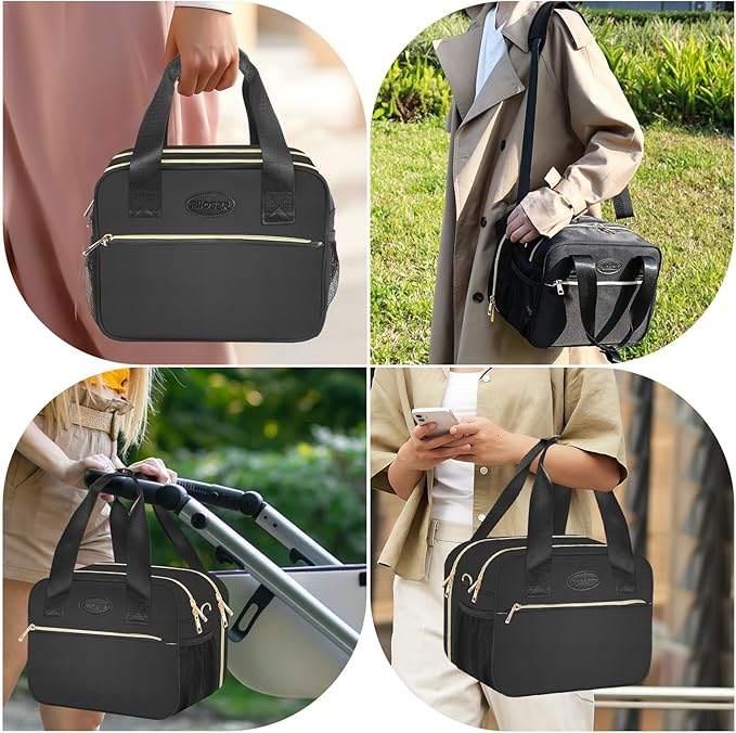 PIIOSER Breastmilk Cooler Bag with Ice Pack, Fits 6 Baby Bottles Up to 9 Ounce, Insulated Bottle Travel Bags with Shoulder Strap-Wearable Breast Pump Carrying Case for Nursing & Working Moms