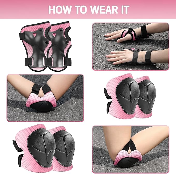 Toddler/Kids Bike Helmet Set for Boys Girls 3D Adjustable Kids Helmet Protective Gear Set Knee Elbow Wrist Pads and Multi-Sports Skateboard Scooter Cycling Roller Balance Bike