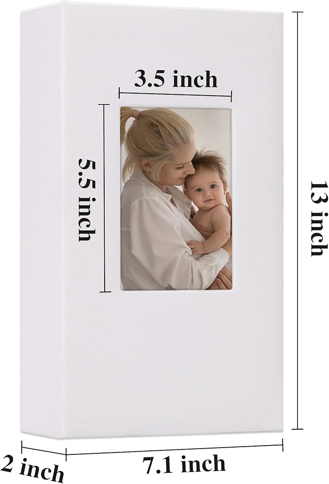 Vienrose Linen Photo Album 300 Pockets for 4x6 Photos Fabric Cover Photo Books Slip-in Picture Albums Wedding Baby White