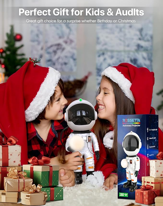 Rossetta Astronaut Galaxy Projector, Star Projector for Bedroom Bluetooth Speaker White Noise Night Light, Galaxy Light Projector with Remote Control and Timer for Kids, Adult, Party, Gifts