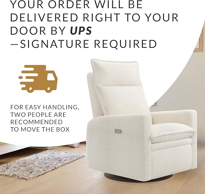 Arya Modern Nursery Chair Glider Recliner with 180° Swivel - Cozy Motorized Reclining Nursing Chair with USB Ports, Gentle Motion, Ergonomic Design, Canadian-Made (Pearl/Puppy Fabric)