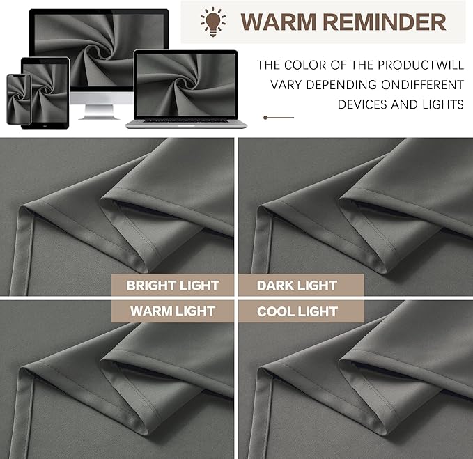 KEQIAOSUOCAI Blackout Pleated Curtains 84 Inches Long, Privacy Window Drapes for Living Room/Dining Room/Bedroom, 72 Inch Wide x 84 Inch Long(6 ft x 7 ft),Grey Color, Pinch Pleat with Hooks, 2 PCs