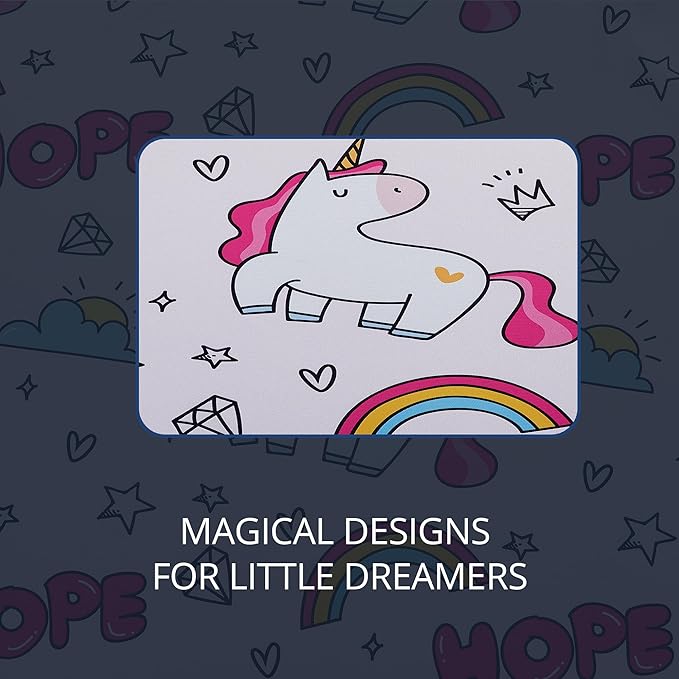 Unicorn Blackout Curtains for Girls' Bedroom - 2 Panels, Each W52×L84, 100% Blackout, Energy Efficient, Thermal Insulated, Noise Reducing, Pink Girls Curtains