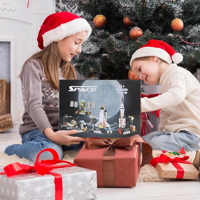 Space Exploration Shuttle Toys for Boys, STEM Aerospace Building Kit Toy with Rocket, Space Shuttle, Moon Buggy and Satellite, Best Gifts for 6, 7, 8, 9, 10+ Year Old Boys (415 PCS)