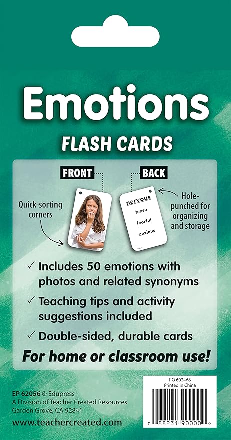 Teacher Created Resources Emotions Flash Cards (EP62056) 0.75 H x 6.125 L x 3.25 W