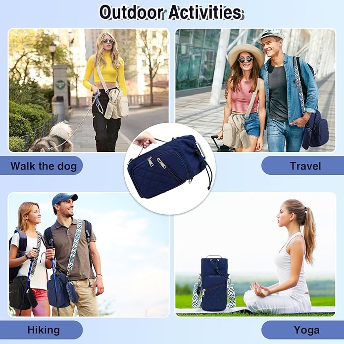 Water Bottle Carrier Bag with Strap, Water Bottle Holder Crossbody Bags for Women Men for Walking, Hiking,Cycling